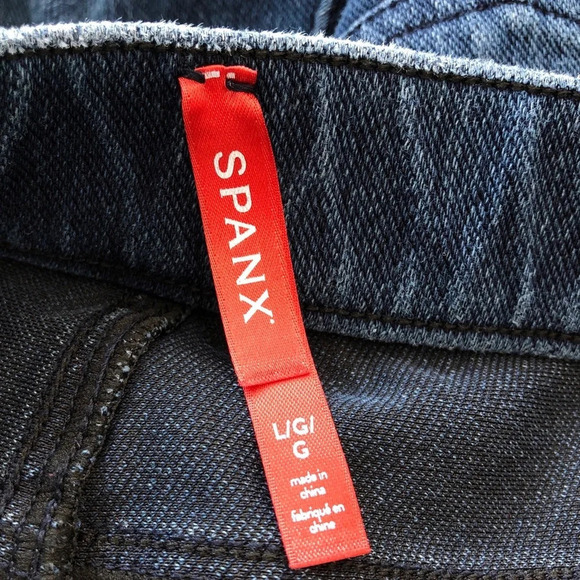 Spanx Dark Wash Jean-ish Ankle Leggings Pull Up Jeans Size L - Picture 5 of 9